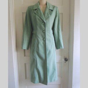 Vintage 70s Lanson ILGWU Light Green Trench Coat S